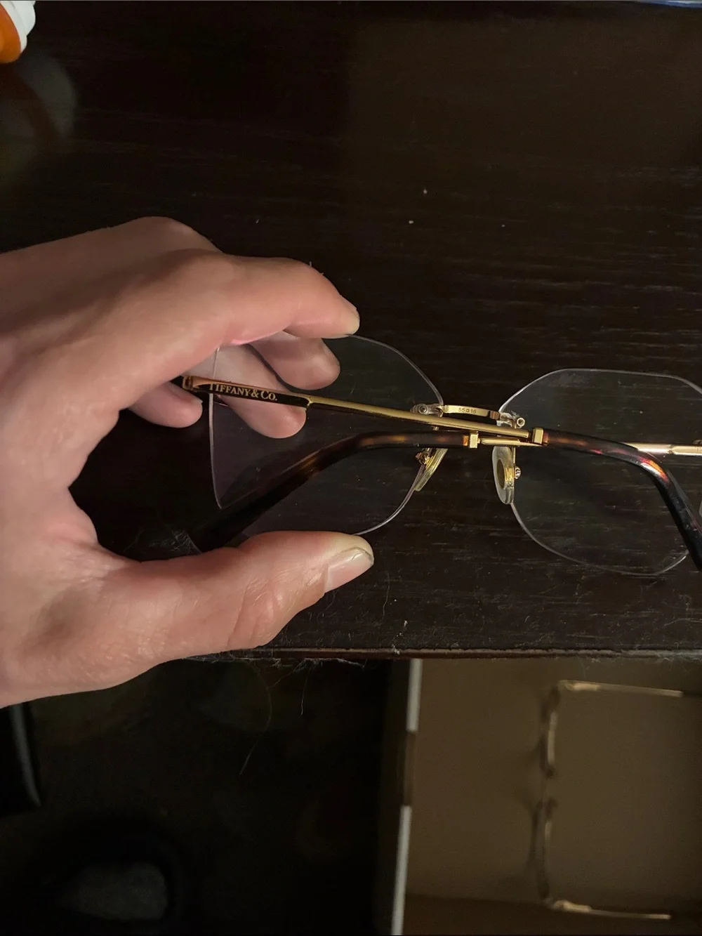 Tiffany & Co. Rimless Gold Bridge Eyeglasses with Clear Lenses